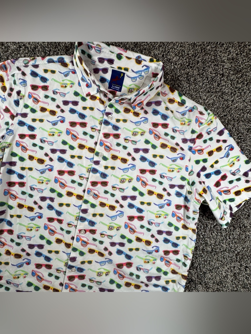 Michael’s Swimwear Men’s XL Sunglasses White Pima Cotton Short Sleeved Shirt